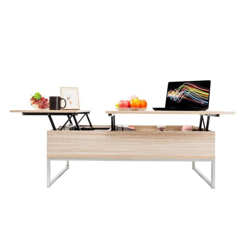 Adjustable Lift Top Coffee Table Modern Furniture Hidden Compartment And Lift Tabletop Imitation Wood Grain Color - Image 6