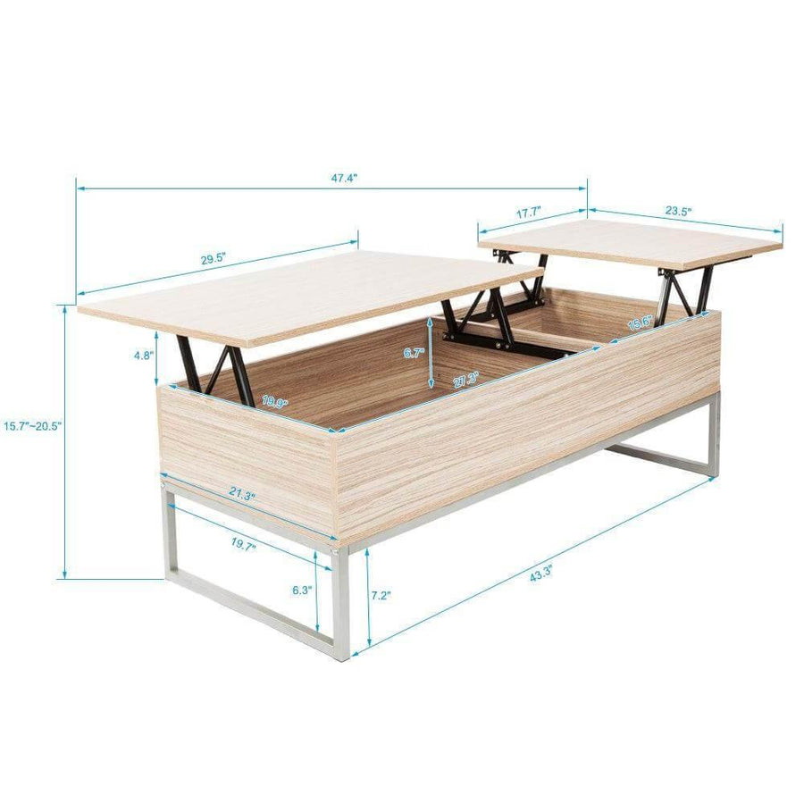 Adjustable Lift Top Coffee Table Modern Furniture Hidden Compartment And Lift Tabletop Imitation Wood Grain Color - Image 8
