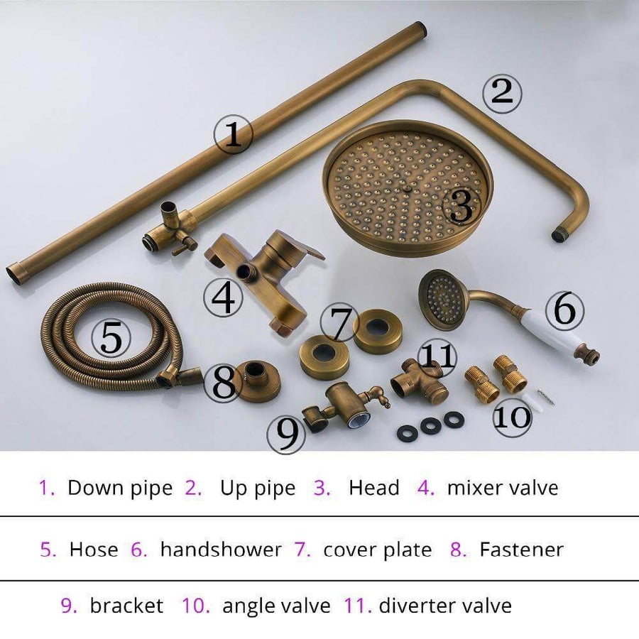 Elegant Luxury Antique Rainfall Bathroom Shower Set - Image 16