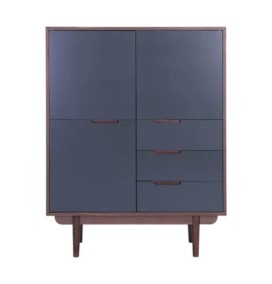 Walnut & Gunmetal Grey Tall Sideboard - Image 3
