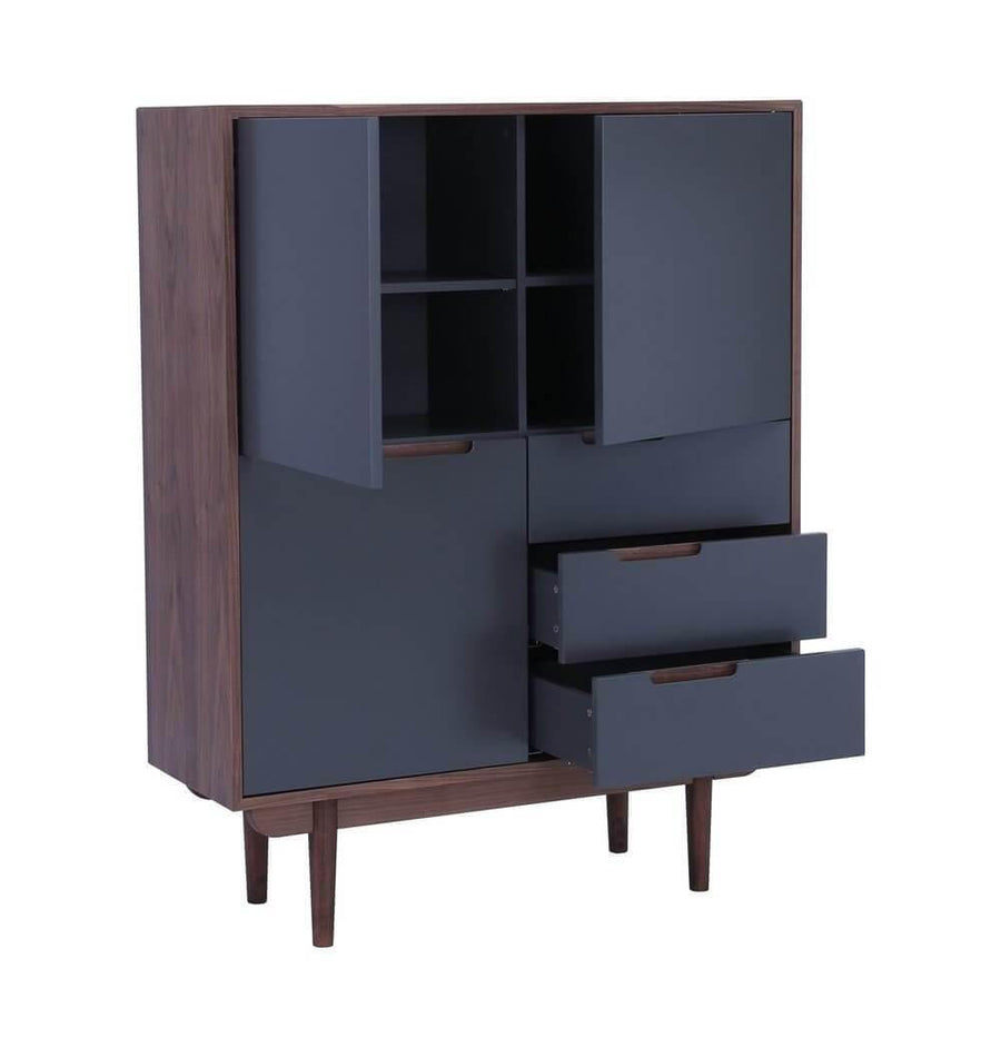 Walnut & Gunmetal Grey Tall Sideboard - Image 2
