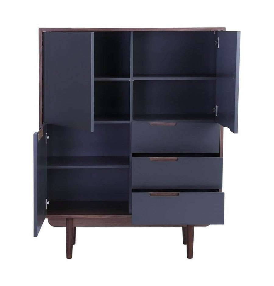 Walnut & Gunmetal Grey Tall Sideboard - Image 4