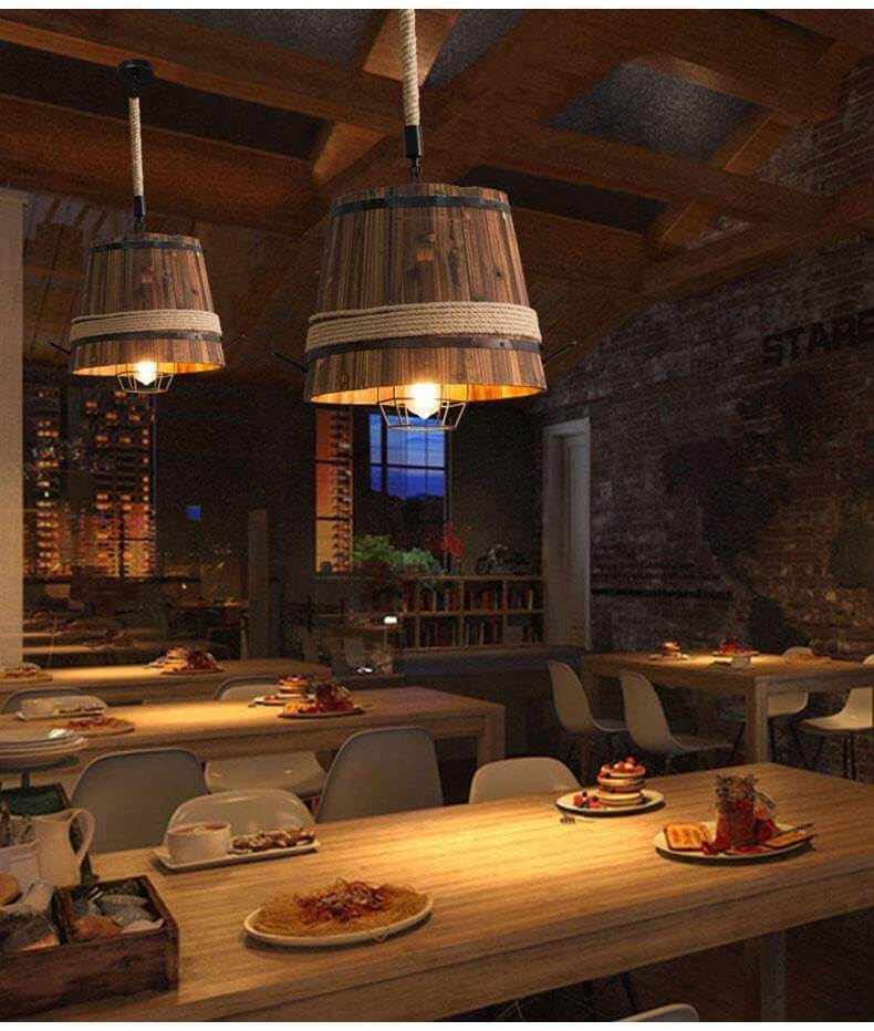 American Retro Wooden Barrel Chandelier - Image 4