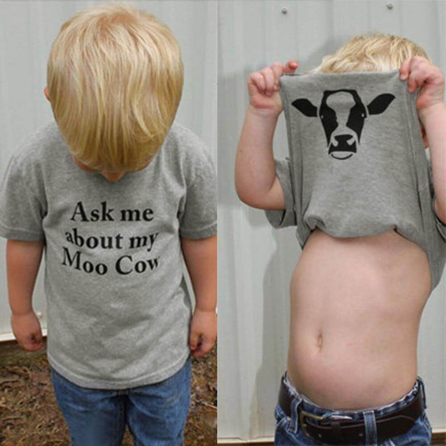 Ask Me About My Moo Cow Kid Funny Tshirt - Image 0