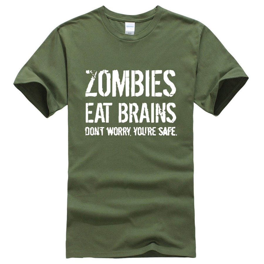 Zombies Eat Brains Funny T-shirt - Image 1