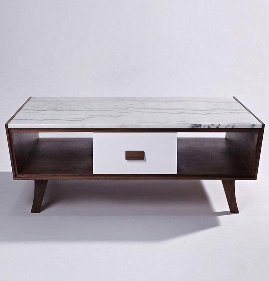 Luxury Vera Wood & Marble Coffee Table - Image 2