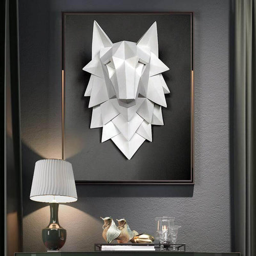 3D Statue Wolf Head Sculpture Home Decor - Image 0