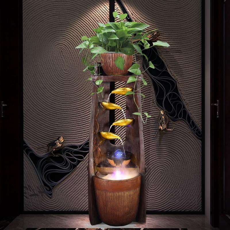Gold Leaf Lucky Fengshui Water Fountain - Image 8