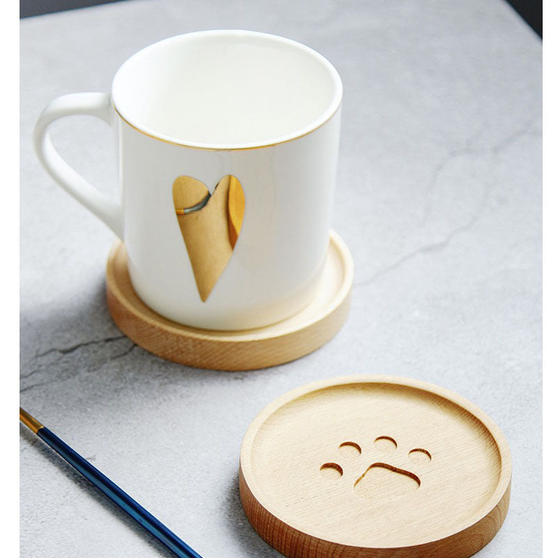 Cute Cat Paw Wooden Coaster - Image 1