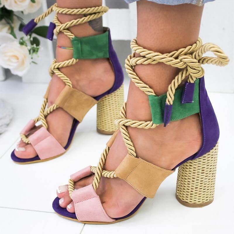 Lace Up Colorful Gladiator Sandals - Image 8