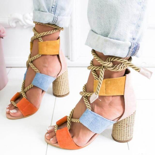 Lace Up Colorful Gladiator Sandals - Image 4