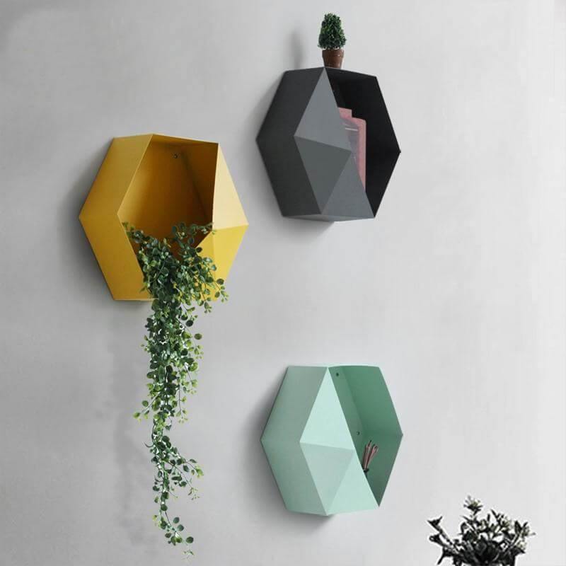 Nordic Geometric Diamond Shelf Wall Vase - Image 5