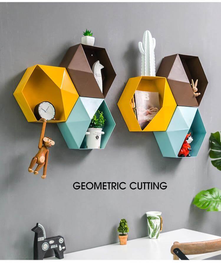 Nordic Geometric Diamond Shelf Wall Vase - Image 7