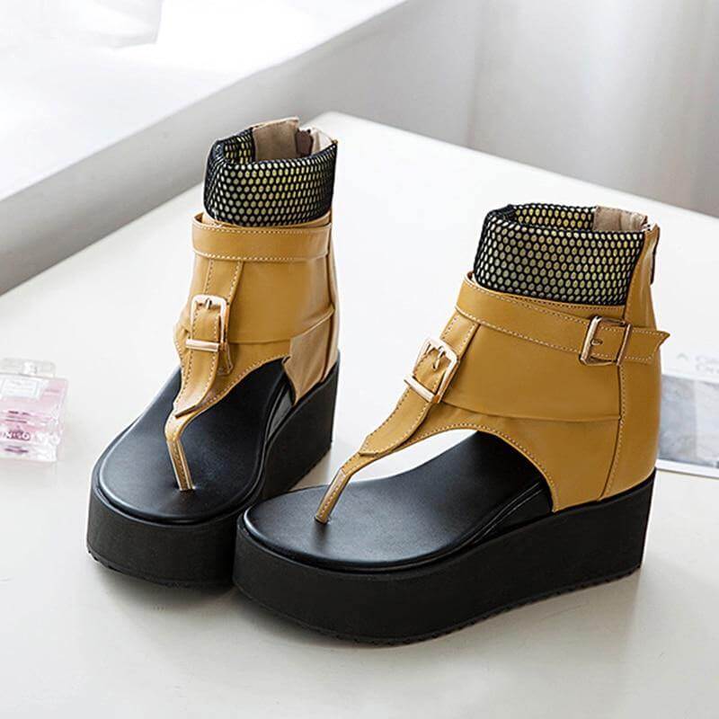 Leather Gladiator Platform Sandals - Image 4