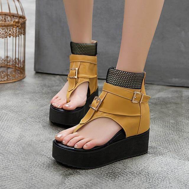 Leather Gladiator Platform Sandals - Image 6