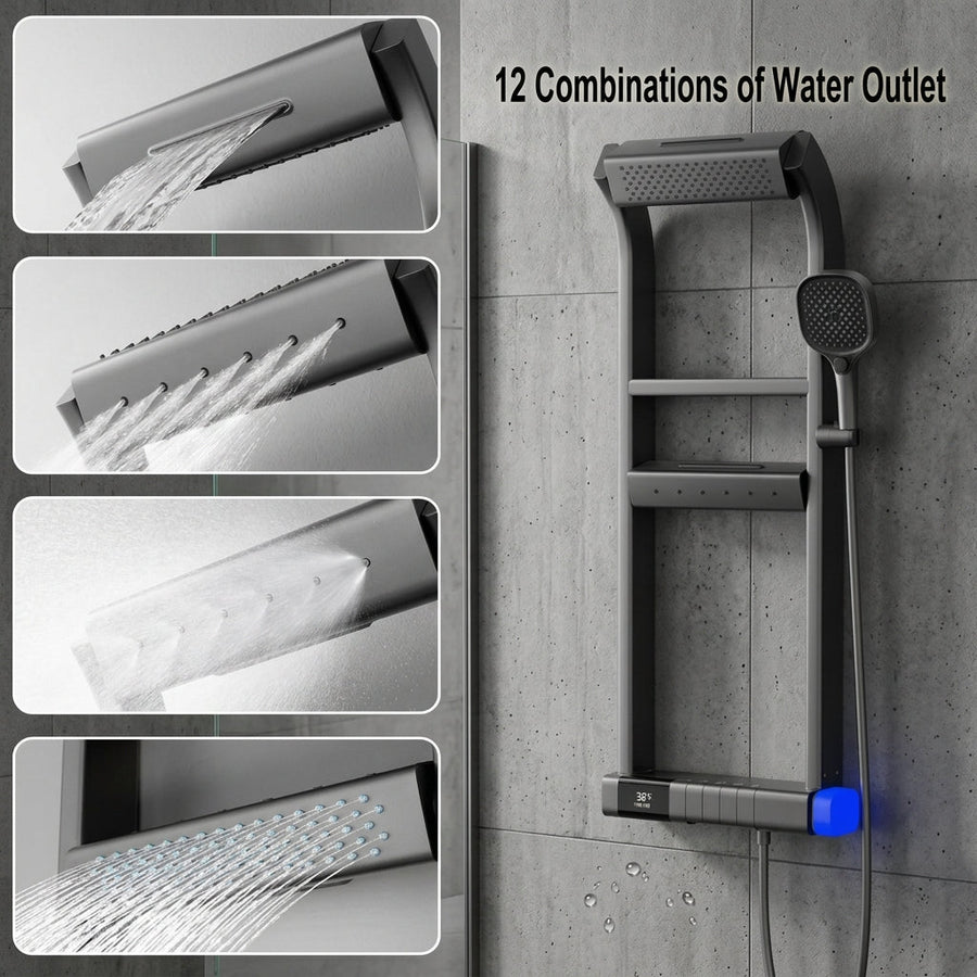 Modern LED Digital Display Thermostatic Piano Keys Shower Set - Image 3