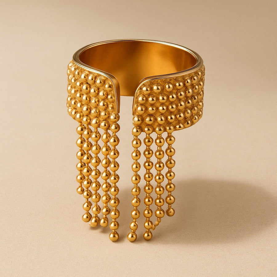 18K Gold Tassel Statement Adjustable Ring - Image 1