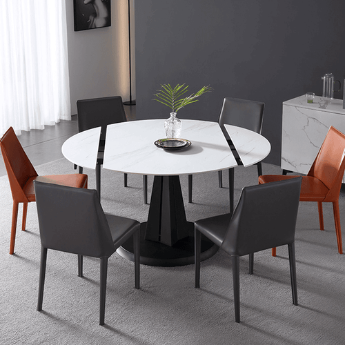 Luxury Extendable Oval Marble Rock Plate Modern Table - Image 0