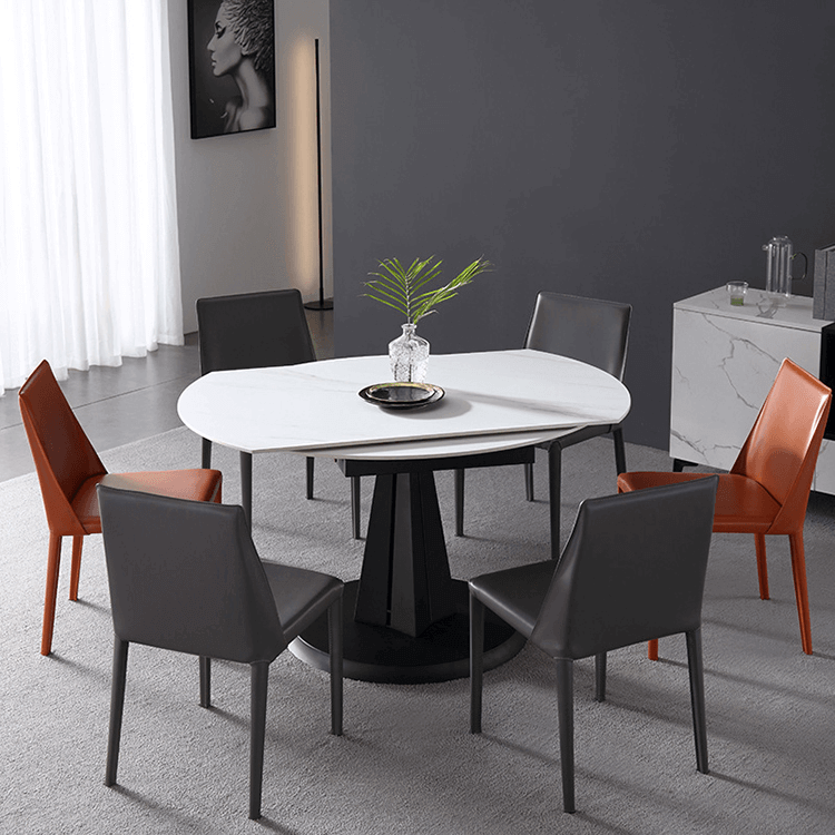 Luxury Extendable Oval Marble Rock Plate Modern Table - Image 4