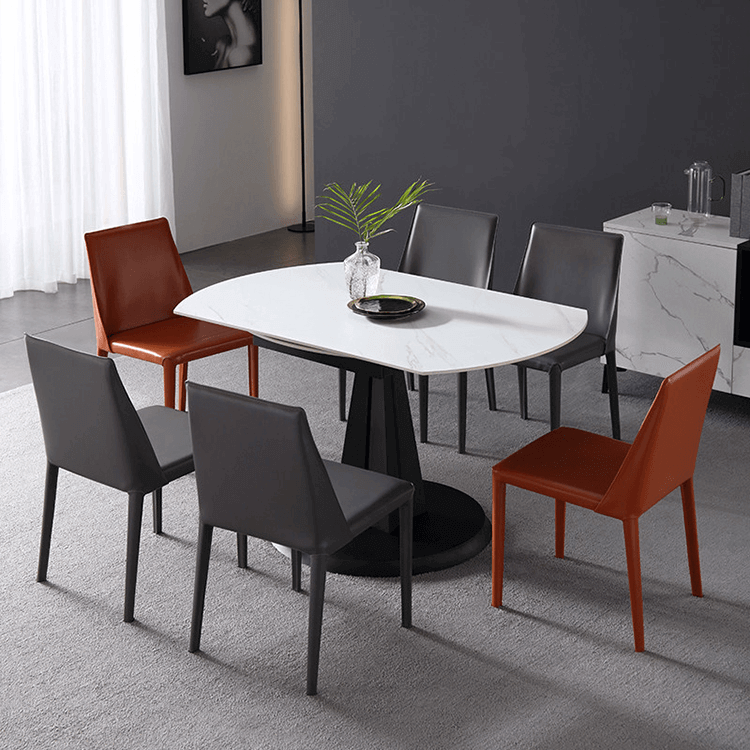 Luxury Extendable Oval Marble Rock Plate Modern Table - Image 5