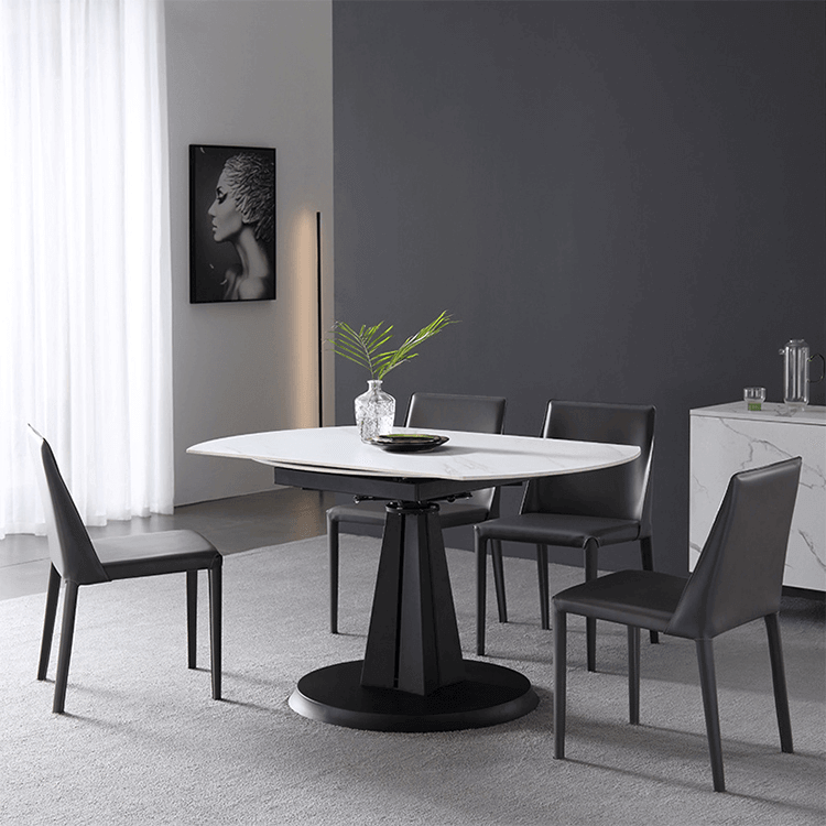 Luxury Extendable Oval Marble Rock Plate Modern Table - Image 1