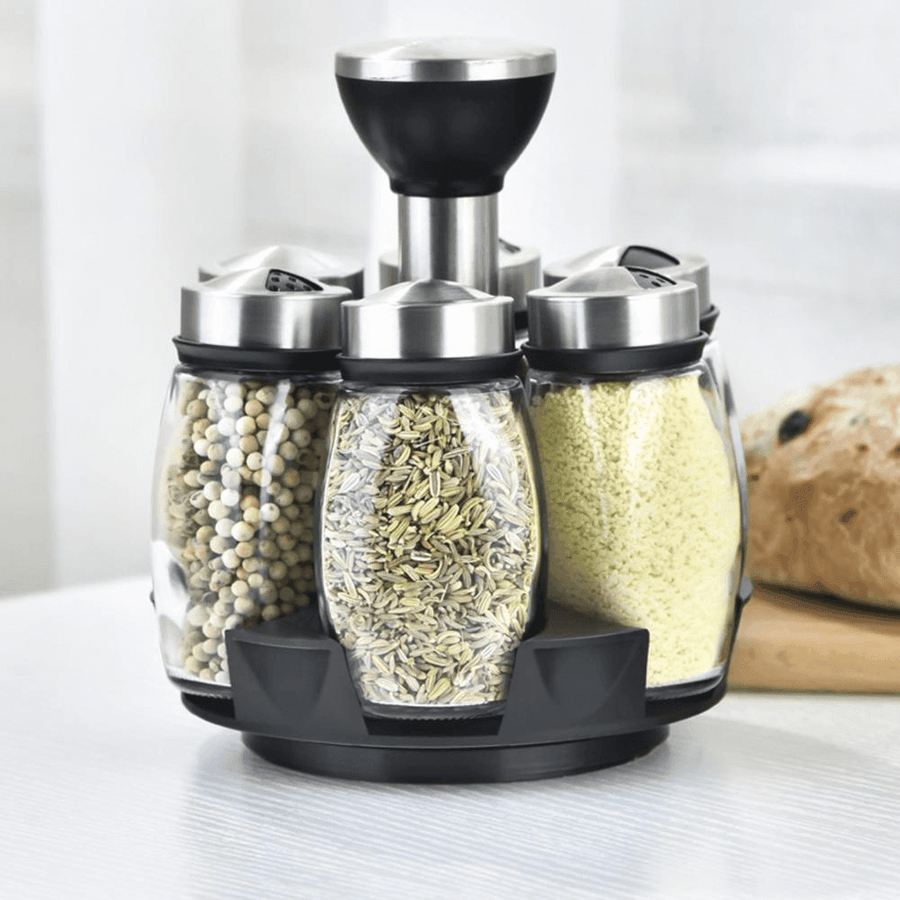 Smart Rotating Stainless Steel Glass Seasoning Set - Image 12