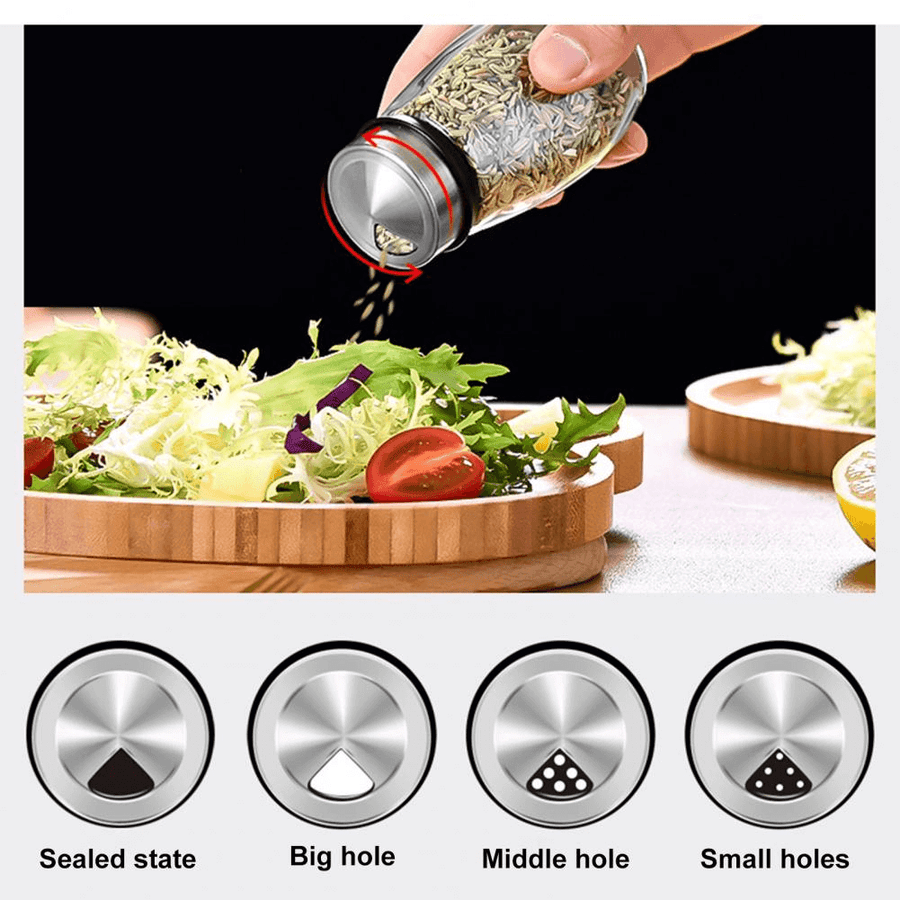 Smart Rotating Stainless Steel Glass Seasoning Set - Image 1