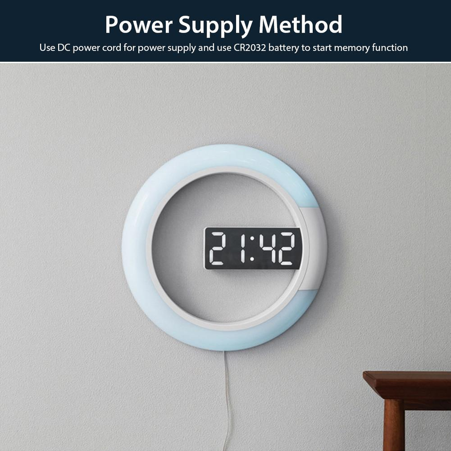 LED Ring Lamp Wall Clock - Image 6