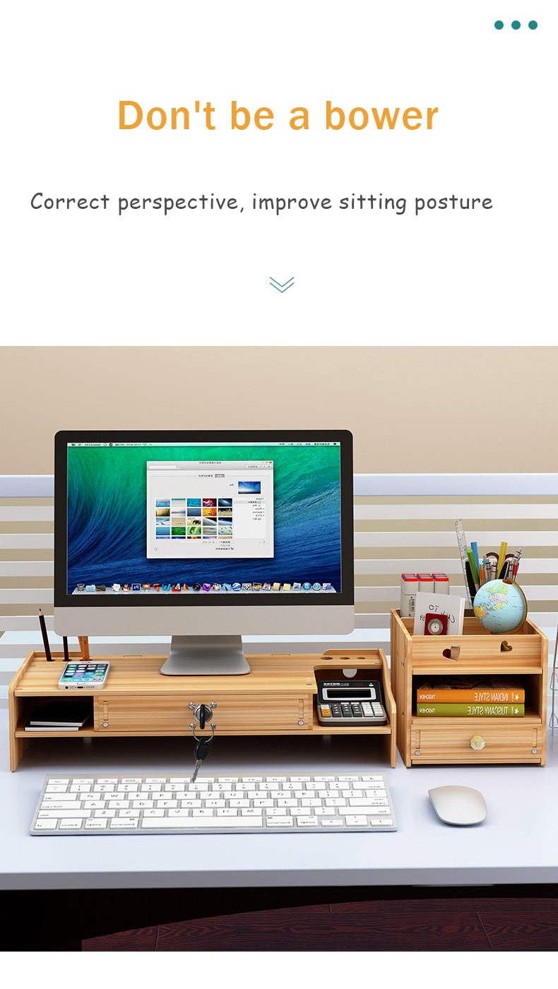 Home Office Wooden Monitor Riser Stand - Image 5