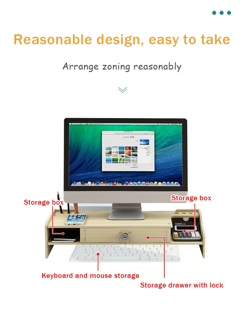 Home Office Wooden Monitor Riser Stand - Image 6