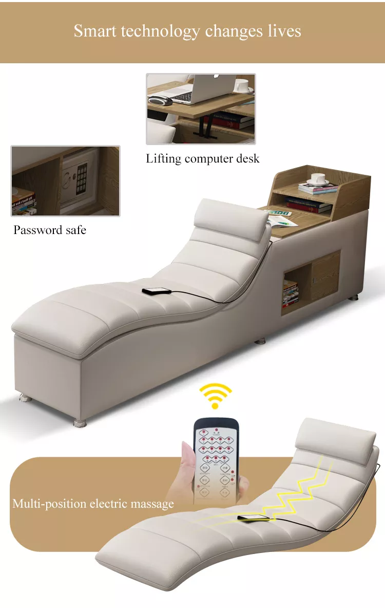 Luxury Leather Multifunctional Modern Bed Frame with Massage Chair - Image 2