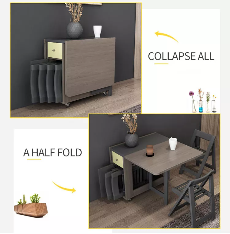 Foldable Elegant Rectangle Dining Table Set - Image 7