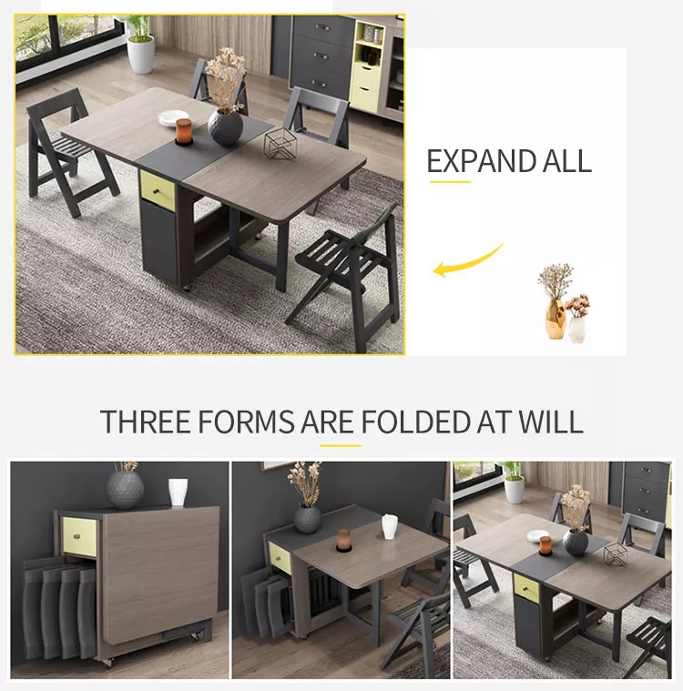 Foldable Elegant Rectangle Dining Table Set - Image 8