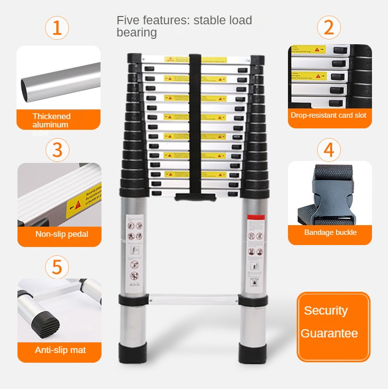 Adjustable Non-Slip Foldable Telescopic Ladder - Image 2