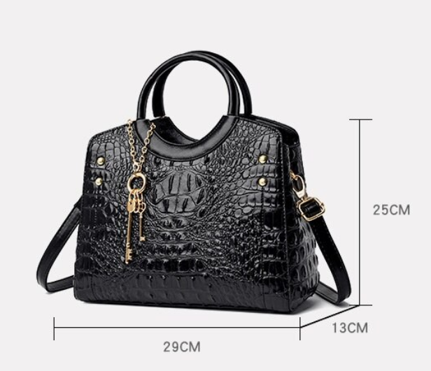 Crocodile Leather Vintage Shoulder Bag - Image 4