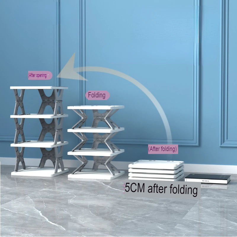 Space Saving Foldable Stackable Shoe Storage Rack - Image 4