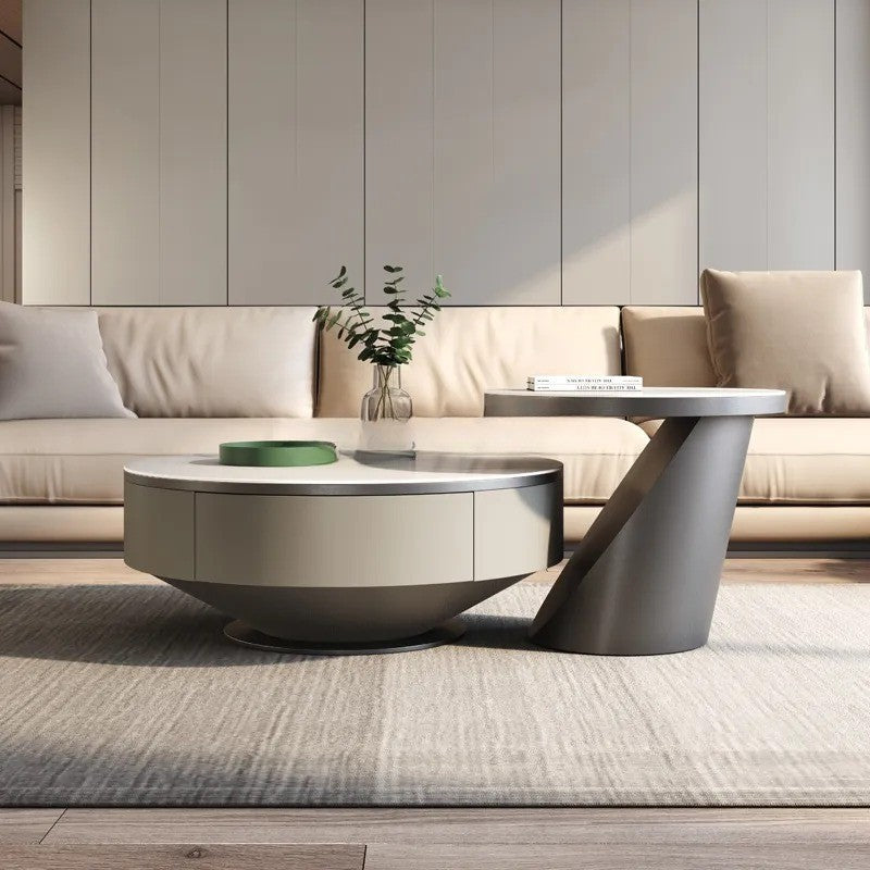 Chich Stone Elegant Modern Marble Coffee Table Set - Image 9