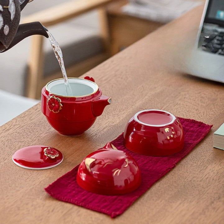 Luck Cat Ceramic Quick Cup Tea Set - Image 7