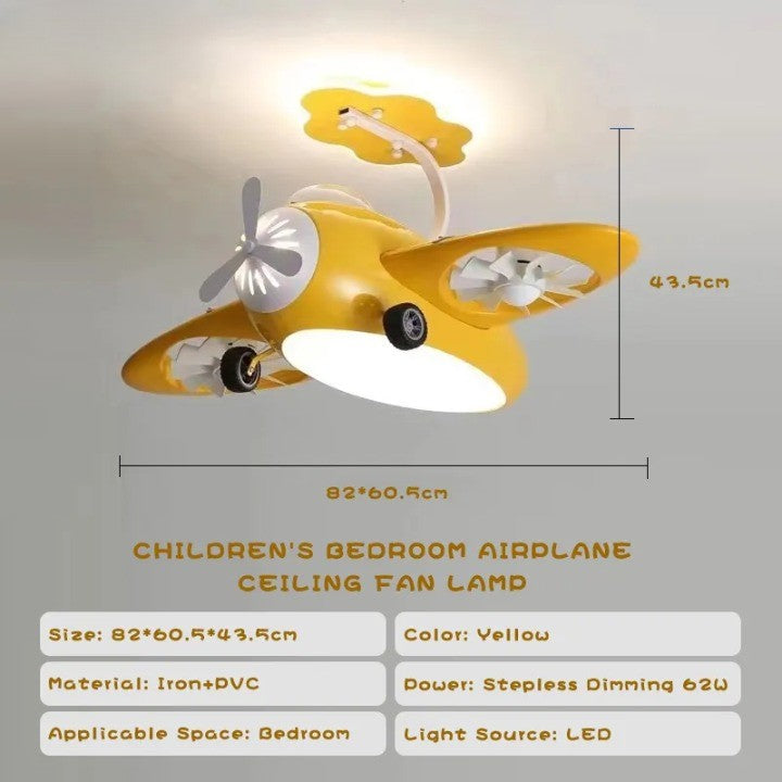 Futuristic Airplane Kids Bedroom Ceiling RC Fan Lamp - Image 7