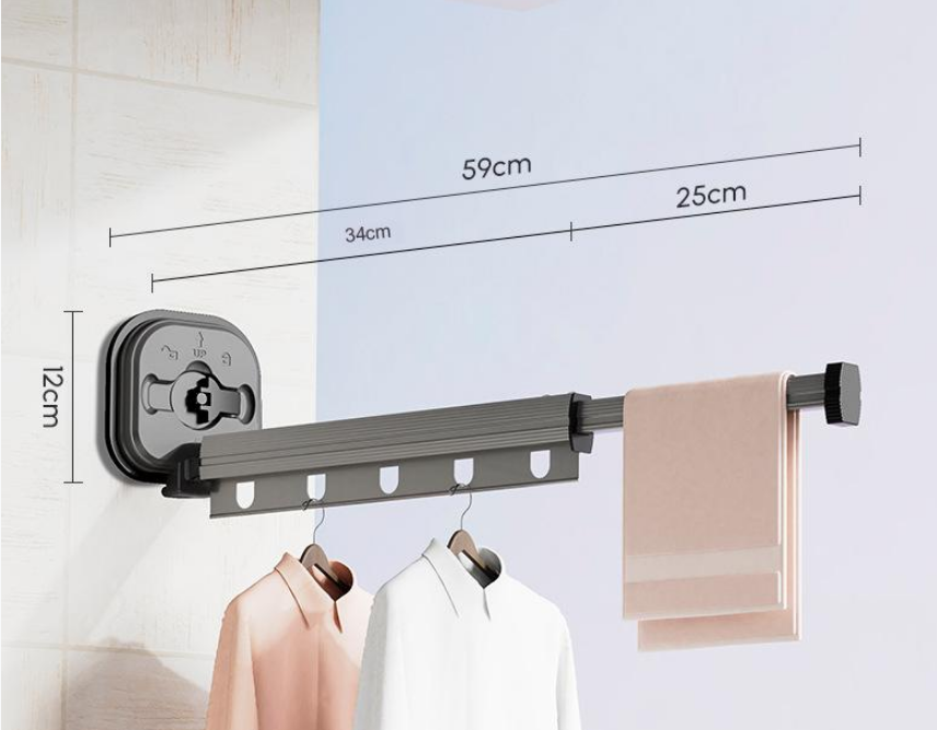 Easy Hang Wall-Mounted No-Punch Retractable Laundry Rack - Image 6
