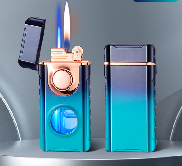 Blue Glow Dual Flame Metal Lighter - Image 5