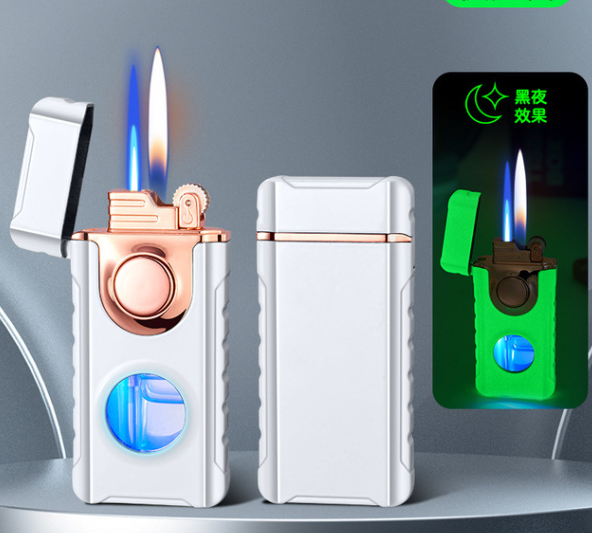 Blue Glow Dual Flame Metal Lighter - Image 6
