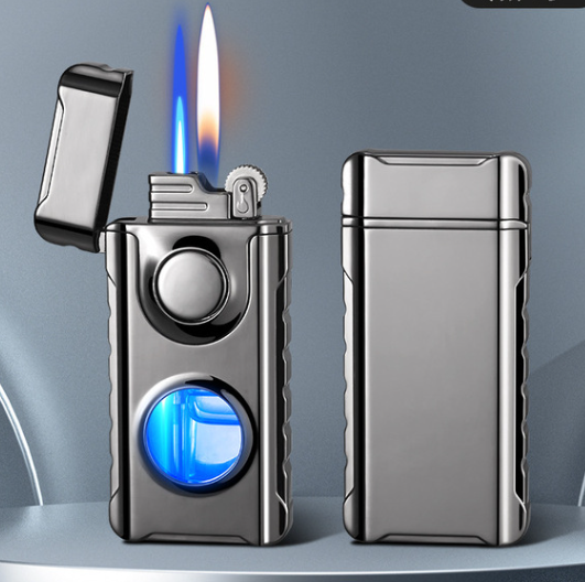 Blue Glow Dual Flame Metal Lighter - Image 7