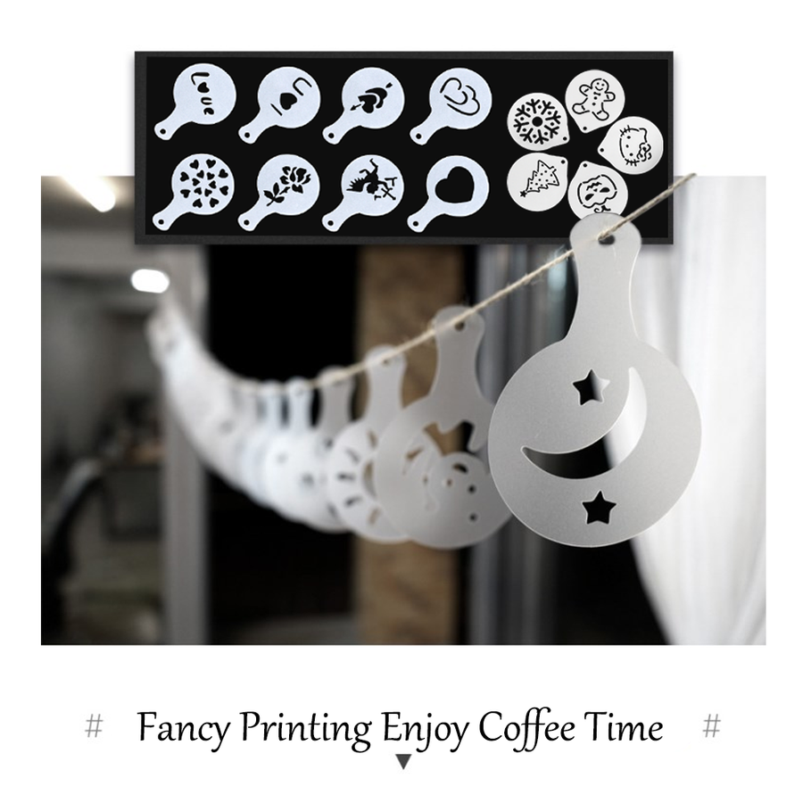 8Pcs Coffee Cake Decoration Stencil Molds - Image 5