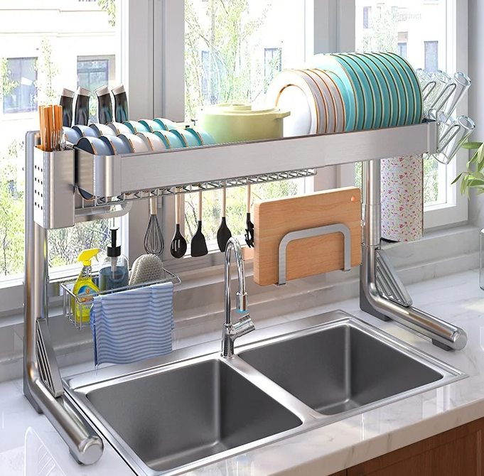 Stainless Steel Sink Dish Storage Countertop Organizer - Image 1