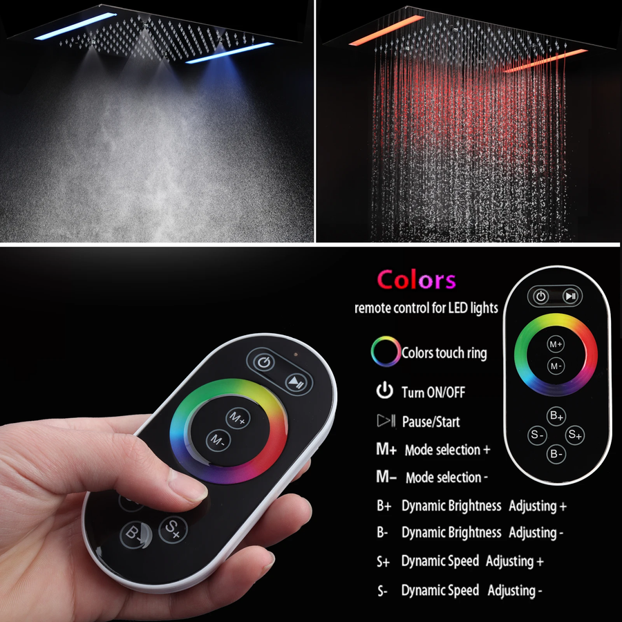 Waterfall Thermostatic Massaging Rain Shower System Set - Image 1