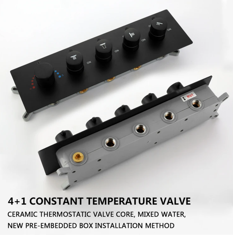 Waterfall Thermostatic Massaging Rain Shower System Set - Image 4