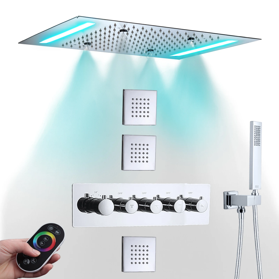 Waterfall Thermostatic Massaging Rain Shower System Set - Image 8