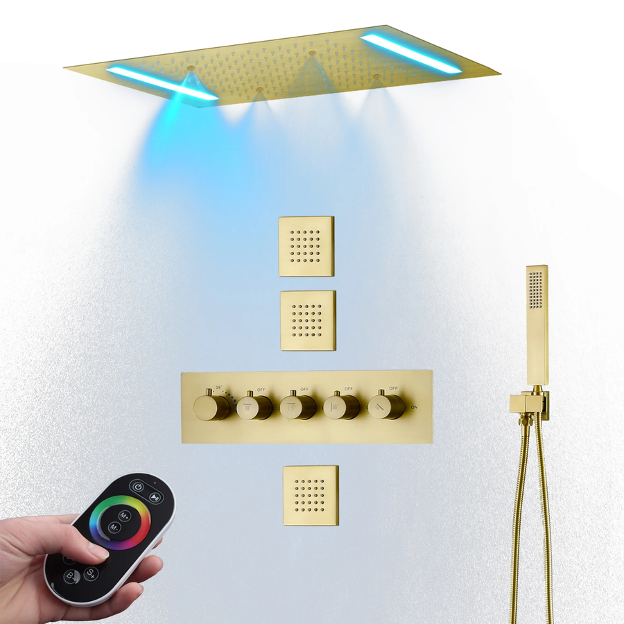 Waterfall Thermostatic Massaging Rain Shower System Set - Image 10