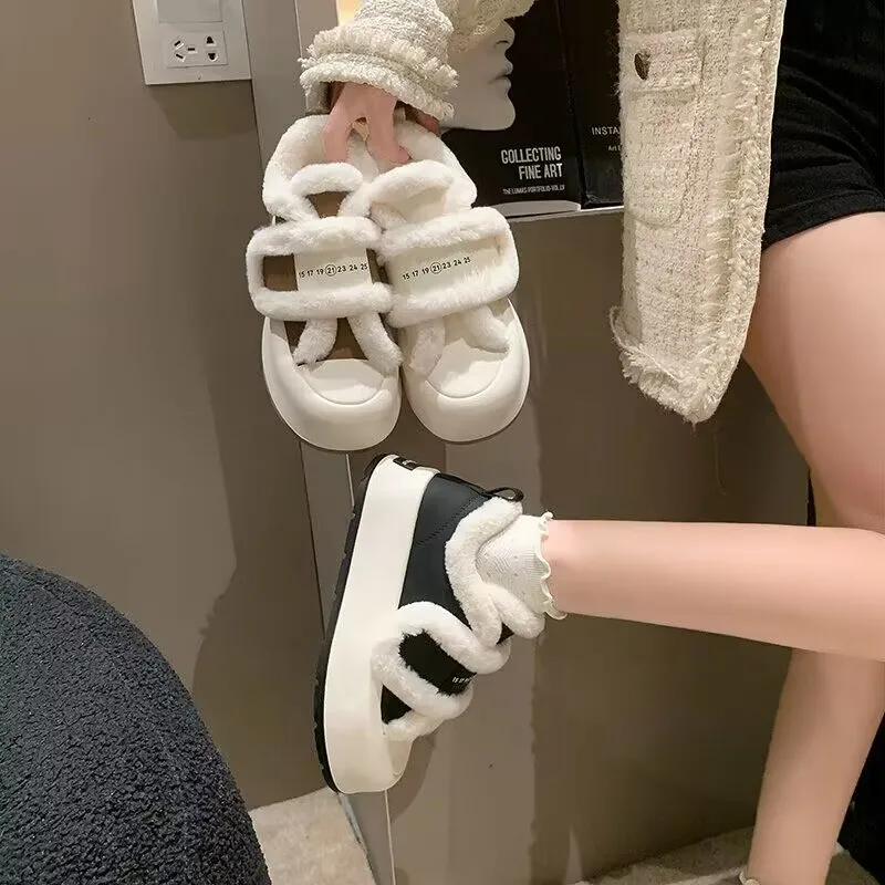 Plush-Lined Elevated Chunky Platform Shoes - Image 1